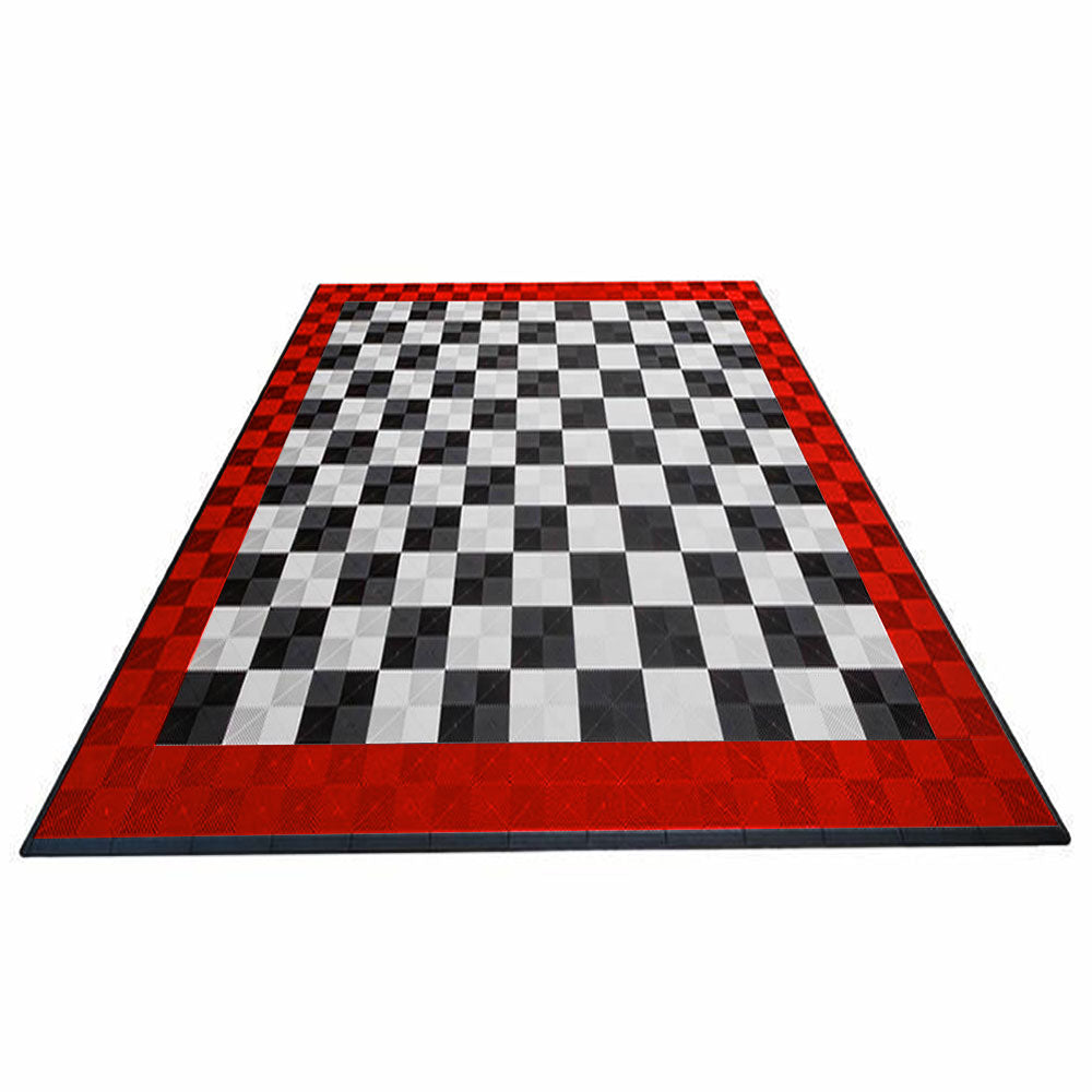 Black and White Checkered with Red Border