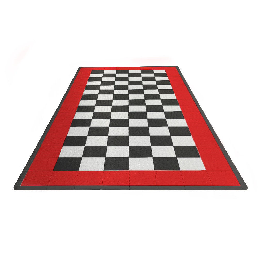 Black and White Checkered with Red Border