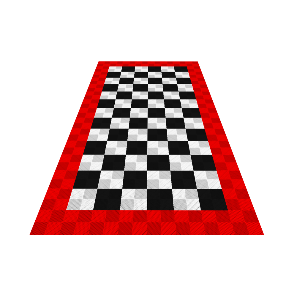 Black and White Checkered with Red Border