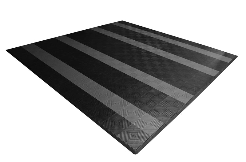 smooth Two Car Garage Mat Parking Mat Black with Gray Stripes side view