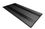 One car garage mat parking mat smooth gray with black stripes side view