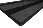 One car garage mat parking mat smooth gray with black stripes closeup