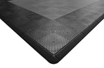 One car garage mat parking mat smooth gray with black border closeup