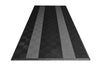 One car garage mat parking mat smooth black with gray stripes front view