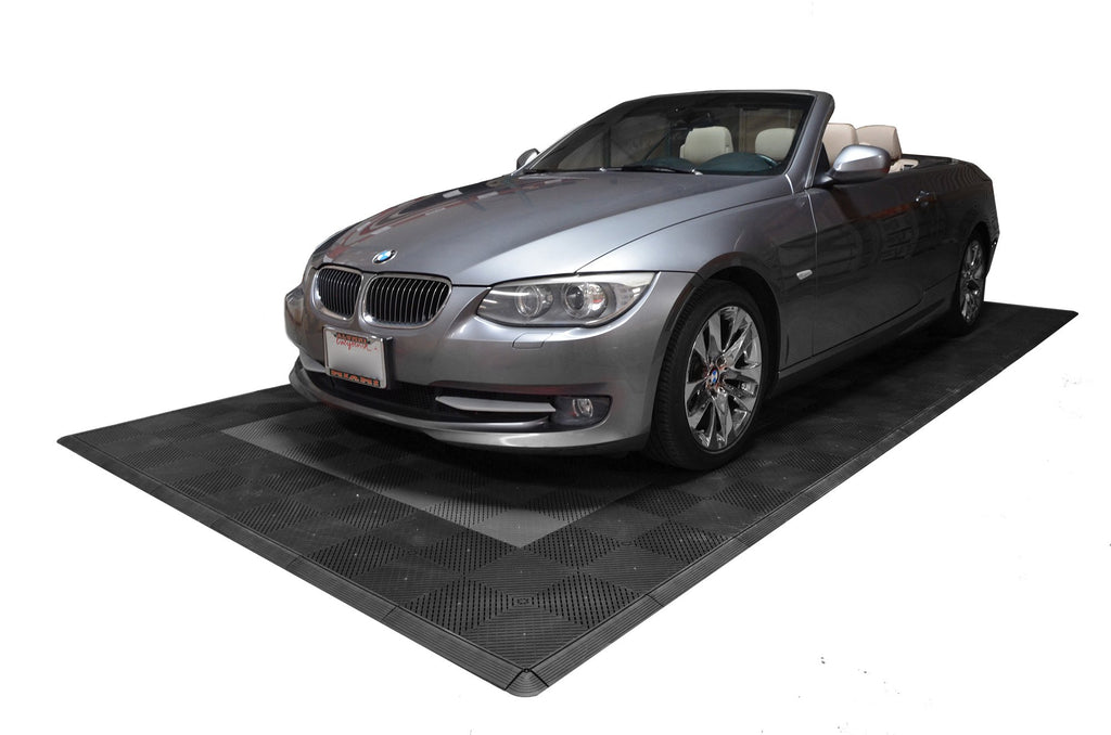 One car garage mat parking mat smooth grey with black border